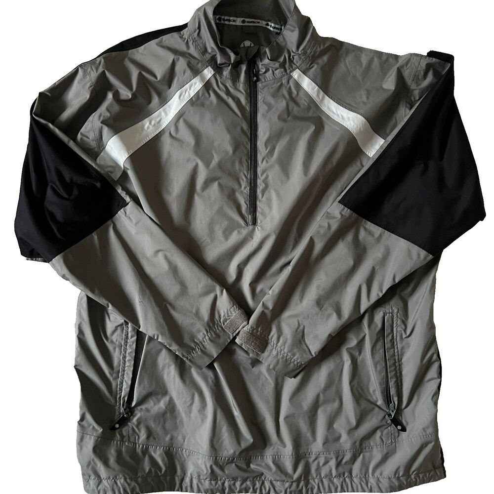 Sunice Mens XXL Typhoon Windbreaker 1/4 Zip Jacket Gray Black Golf waterproof